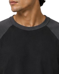 T-shirt Raglan Noir et Gris Foncé pour Homme, Manches Courtes, Col Rond, Coton, Personnalisé, Style Décontracté Streetwear, Color Block - Product Image 5