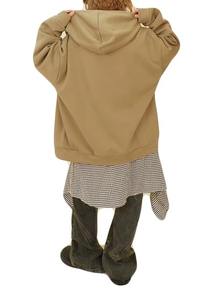 เสื้อฮู้ดครอปซิปแบบกำหนดเองสำหรับฤดูหนาว พร้อมลายปักเพ้นท์มือ ดีไซน์ฟอกสีแบบแอซิดวอช ผ้าฝ้าย 100% - Product Image 5