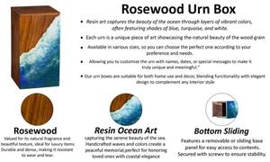 Urna de Madera de Palisandro con Incrustaciones de Resina Negra con Diseño de Olas del Océano - Urna Conmemorativa Hecha a Mano - Product Image 5