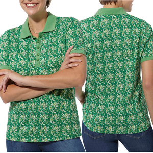 เสื้อโปโลผู้หญิงสำหรับตีกอล์ฟ พิมพ์ลายโลโก้ด้วยผ้าไหมคุณภาพสูง ผลิตจากผ้าฝ้าย 100% - Product Image 3