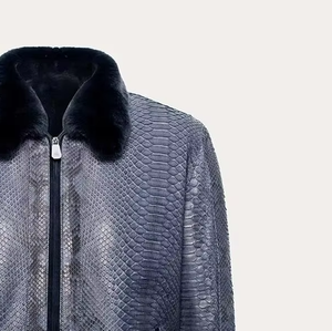 Chaqueta de Motociclista para Hombre de Cuero Genuino con Grabado Croco, Cuello Alto, Premium, Personalizada, OEM, Venta al Por Mayor - Product Image 2