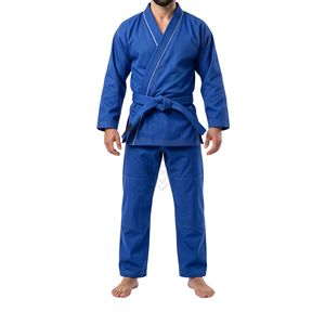 Combinaison de karaté bleu royal vif avec bordure blanche, tissage haute densité, pour entraînement de performance - Product Image 1