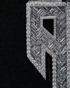 Custom 925 Silver Logo Shield Pendant Hip Hop Bling Jewelry 925 Sterling Silver Baguette & Round Passes Diamond <b>Tester</b> Pendant - Product Image 3