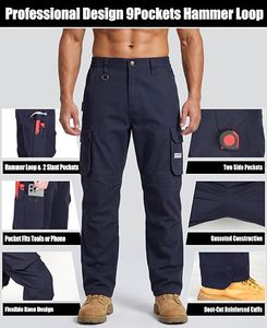Men's Navy <b>Work</b> <b>Pants</b> With Tool Pockets Abrasion Resistant <b>Cargo</b> Trousers Cotton Material - Product Image 6