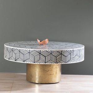 Mesa Redonda Decorativa para Sala de Estar con Incrustaciones de Hueso, Artesanía India de Alta Demanda, Mesa Premium con Incrustaciones de Hueso para el Hogar - Product Image 5