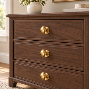 SHUBHAM Solid Brass Gold Cabinet <strong>Knob</strong> Round Decorative Drawer Pull Handle for Furniture, Wardrobe &amp; Kitchen Cabinet - Product Image 2