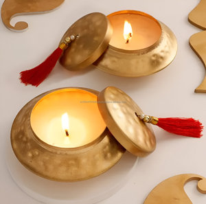 Wholesale Gold Thatera Work Matki Shaped Metal Jar Candle From Indian Manufacturer - Product Image 4
