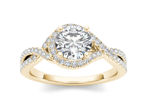 Anillo de Oro de 14K con Diamante Cultivado en Laboratorio de Corte Redondo de 1 Quilate, Diseño en Espiral, Certificado IGI, Color E, Claridad VS1, para Boda, Compromiso o Aniversario - Product Image 1