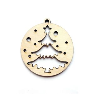 Wholesale Laser Cut Wooden <b>Christmas</b> <b>Tree</b> Ornament Blank Natural <b>Wood</b> Hanging Pendant Holiday Party Decoration DIY Craft - Product Image 1