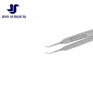 คีมจับสองขั้วแบบมุมฉาก ยี่ห้อ Professional Jiyo Surgical Co. รุ่น McPherson ขนาด 3 3/4 นิ้ว ด้ามจับแบบแบน ปลายก้านขนาด 0.4 มม. ป้องกันการติด รุ่น MB-7647 CE - Product Image 2