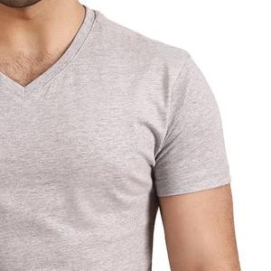 T-shirt unisexe personnalisé pour homme 2026, col en V, coupe ajustée, manches courtes, mélange de coton, décontracté, qualité supérieure, vêtement uni vierge - Product Image 3