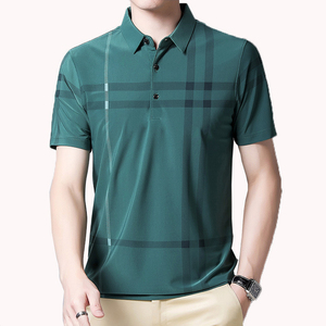 เสื้อเชิ้ตแขนสั้นผู้ชายสีพื้นผ้าฝ้ายระบายอากาศดีสไตล์ลำลองสำหรับเล่นกอล์ฟแฟชั่นฤดูร้อน - Product Image 6