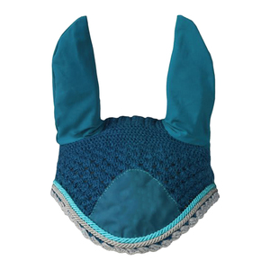 Premium Quality Knitted Horse <b>Ear</b> <b>Protector</b> Net Hat with Fly Hood and Veil Black Mesh Fabric 60x80x90cm Most Selling Product - Product Image 2