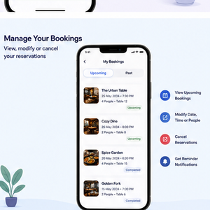 แอปจองร้านอาหารสมัยใหม่ จองโต๊ะได้ทันที ตรวจสอบสถานะว่าง จองอาหาร จัดการลูกค้า รองรับ Android iOS - Product Image 5