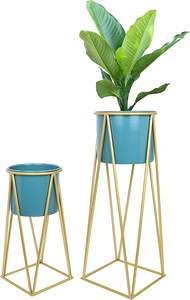 Support de pot carré en métal de qualité supérieure avec pot, design artisanal durable pour pots lourds et décoration intérieure élégante - Product Image 3