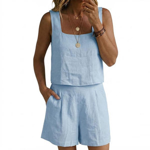 Summer Fashion 2026 Women Summer Shorts Set Two Piece Short Suit With Comfortable <b>Top</b> Matching Shorts And Lightweight Fabric - Product Image 1
