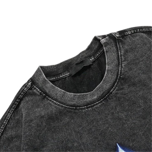 Best Quality Acid Wash T-Shirts for Men 100% Cotton Ringer Eco-Friendly Breathable Lightweight Fitted <b>Design</b> Wholesale - Product Image 3