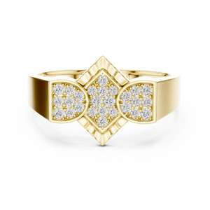 Yellow Gold Geometric Diamond Cluster <b>Ring</b> with Triple Shape Design Modern Statement Fine Jewelry <b>for</b> Women - Product Image 3