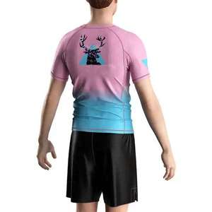Custom Men's Short Sleeve Rashguard Compression Shirt MMA BJJ Gradient Dry Fit Sport Base Layer Swimming Surf <b>T</b>-shirt Gym Wear - Product Image 2