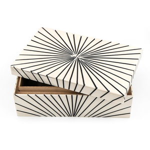 Handicraft Home Handmade Modern Durable Black White Bone Inlay MDF <b>Square</b> Rectangle Embossed Christmas Jewellery Box Storage - Product Image 4