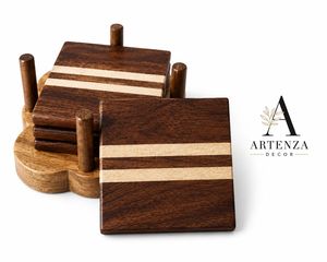 Luxury Wooden <b>Coaster</b> <b>Set</b> with Sublimation MDF Holder 5mm Thick Square Drink <b>Coasters</b> Eco-Friendly Table Mats for Home Hotel Use - Product Image 4