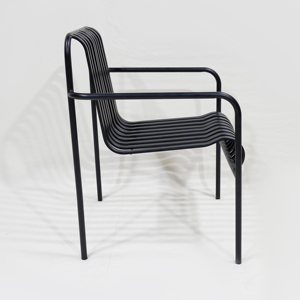 Contemporary <b>Plastic</b> Garden <b>Chair</b> with Tapered Legs and Armrests for Outdoor Use - Product Image 4