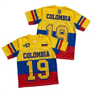 Colombia Soccer Jersey Unisex White Red 100% <b>Polyester</b> Mesh Short Sleeve V-Neck Breathable Summer Football <b>Shirt</b> - Product Image 1