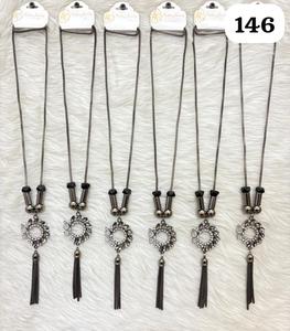 PingBling Designer Gunmetal <b>Long</b> <b>Necklace</b> with Crescent Floral Crystal Pendant, Decorative Beads and Chain Tassel for Women - Product Image 1