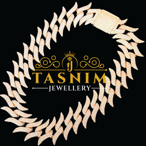 Cadena de Diamantes Moissanite Personalizada con Eslabones Cubanos de 14 mm, Chapada en Oro Rosa sobre Plata de Ley 925, de la India - Product Image 3