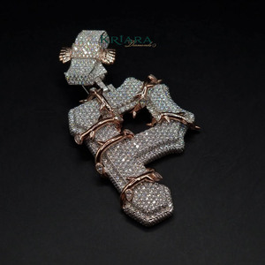 Colgante con Letra P de Moissanita, Chapado en Oro Rosa sobre Plata 925, Unisex, para Uso Diario, Regalo - Product Image 2
