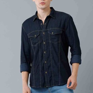 Camisa de Mezclilla Casual para Hombre, Personalizable, Transpirable, Ecológica, 100% Algodón, Estilo Hip Hop, de Alta Calidad - Product Image 1