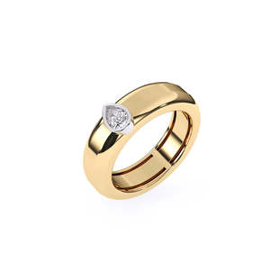 Anillo de Compromiso de Oro Rosa para Mujer con Diamante Corte Pera, Piedra Natural, Estilo Clásico - Product Image 4