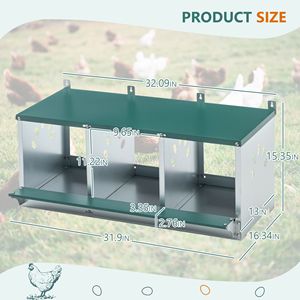Gabbie per Animali a 3 Scomparti in Acciaio Zincato, Nido per Galline, Facile Montaggio - Product Image 4