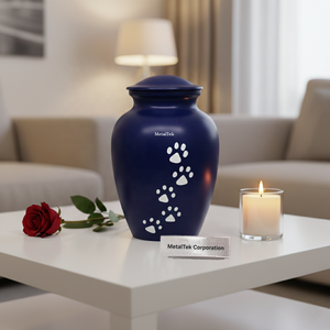 Premium Pink Aluminum Pet Urn Handcrafted Secure Threaded Lid White Paws Durable Memorial <b>Ashes</b> Jar for Cat & <b>Dog</b> Cremation Urns - Product Image 6