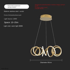 Metal Indoor Decoration Hanging Acrylic Nordic Modern Dimmable Led Chandelier Pendant Lights Oval Restaurant - Product Image 5