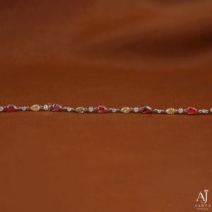 AARVA JEWELS Bracelet tennis unisexe en moissanite multicolore taille poire, tendance, cadeau de mariage, en argent 925 plaqué rhodium - Product Image 4