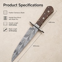 Couteau de chasse artisanal en acier Damas avec manche en bois et étui en cuir, lame à pointe clip, 14 pouces, OEM disponible pour le bushcraft