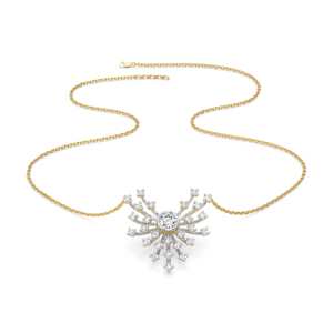 Collar con Colgante de Copo de Nieve, Oro Sólido de 18K, Diamante Redondo con Engaste de Garras, Cadena de Serpiente, Lujo Unisex para Uso Diario, Certificado GIA - Product Image 3