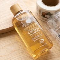 Étiquette de shampooing transparente de luxe personnalisée, logo personnalisé, autocollant en vinyle imperméable, étiquettes d'emballage de produits cosmétiques
