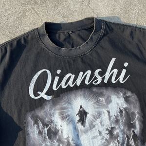 T-shirts Oversize Graphiques Vintage Streetwear en Coton Lourd, Impression Personnalisée, 100% Coton, Délavé à l'Acide, Coupe Boxy Courte pour Homme 2026 - Product Image 3