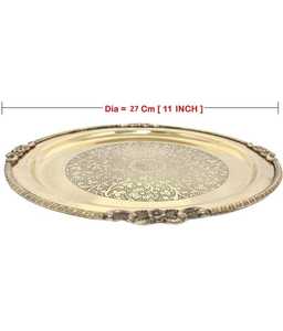 Assiette de service Thali en laiton massif de designer, grande taille, pour dîner traditionnel, Pooja, repas festifs, vaisselle haut de gamme - Product Image 2