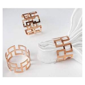 Anneau de serviette unique en aluminium or rose entrelacé, moderne, écologique, durable, pour mariage, fête, décoration de table de luxe - Product Image 5