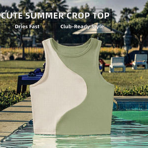 TKAN193 - Top Corto sin Mangas para Mujer, Diseño Veraniego, Moderno, Personalizado, Bonito y Dulce, Ajustado, Transpirable, con Apliques Frontales - Product Image 2