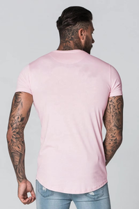 Camiseta de Hombre Rosa de Manga Larga con Cuello Redondo, Corte Regular, Tejido de Punto de Algodón, Color Sólido, Diseño Liso para Impresión Digital - Product Image 2