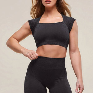 T-shirt de sport respirant et élastique pour femme, coupe courte, décontracté, pour yoga et fitness, design crop top, ajusté - Product Image 3