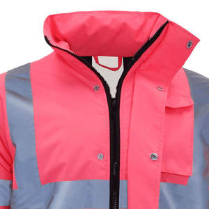 Men's Hi Vis Reflective Safety Jacket Waterproof Polyester Workwear Hooded Regular Fit with Pockets for Construction - Product Image 2