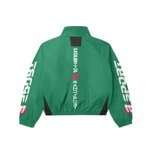 Conjunto Deportivo Cortavientos Verde |   Chaqueta y pantalones con capucha y cremallera de gran tamaño |   Conjunto de Ropa Urbana, Fabricante de Marca Privada OEM - Product Image 2