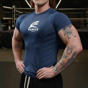 Chemise de compression respirante de qualité supérieure pour hommes, logo personnalisé, motif uni décontracté, manches longues avec col rond - Product Image 6