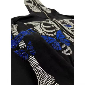 Black dragon <b>hoodie</b> men Rhinestone <b>gothic</b> sweatshirt Oversized zipper <b>hoodie</b> Winter wear with dragon - Product Image 3