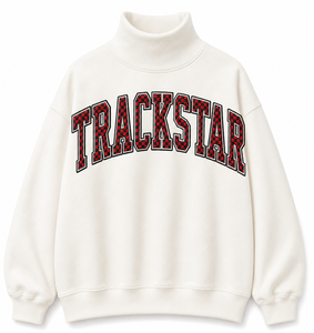 Custom Women Oversized <b>Mock</b> <b>Neck</b> Sweatshirt Varsity Letter Graphic Cotton Fleece Pullover Casual Streetwear <b>Top</b> - Product Image 1